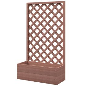 Brown Trellis Planter Box for Vines Raised Garden Bed with Lattice for Outdoor Garden Backyard