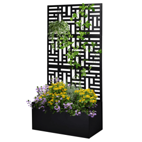 [Same Code: 96402386, 14765806]Metal Garden Bed with Trellis, 70 Inch Height Metal Planter Box with Trellis, Garden Box for Climbing Plants Veget