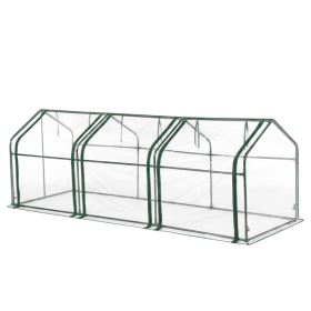Mini Greenhouse with PVC Cover, Indoor Outdoor Plant Gardening Green House for Garden Backyard, 106*36*36in, White
