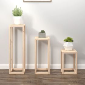 Plant Stand Set Set of 3 Natural Pine Solid Pine Wood