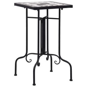 Side Table Black and White Iron Small Durable Mosaic Side Table
