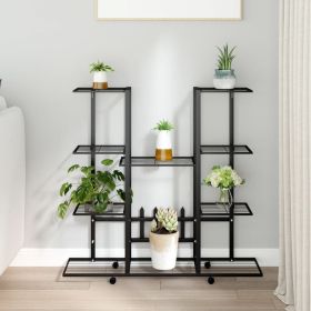 Flower Stand Black Powder-coated iron 37.2x9.6x36.0 in Rollable