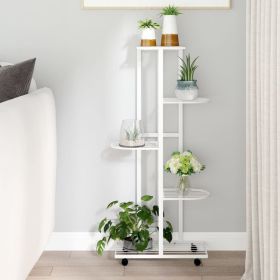 Flower Stand White Iron Tall Rollable Flower Stand