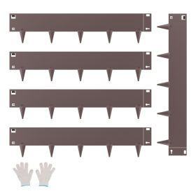 Steel Landscape Edging, 5 Packs 39 x 5 in Rust-Resistant Metal Landscape Edging, Bendable Garden Edging Border, Heavy Duty Lawn Edging (Color: Brown, size: 39 x 5 inch)