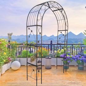 Metal Garden Arch with doors Garden Arbor Trellis Climbing Plants Support Arch Outdoor Arch Wedding Arch Party Events Archway Black (Main Color: Black, Main Material: Metal)